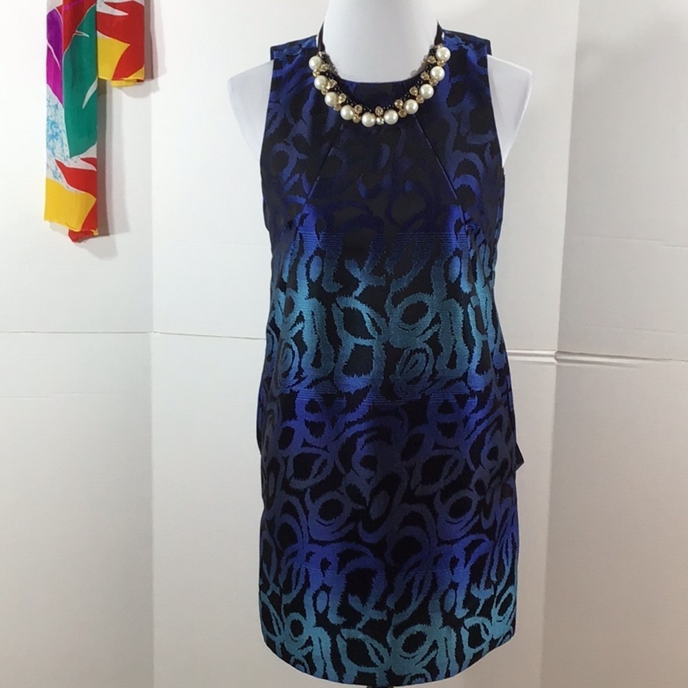 Michael Kors shimmer blue/black sheath dress 4